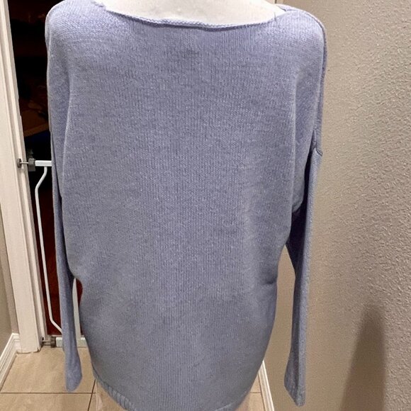 "BEACH" Knit Pullover Sweater โ Soft Blue โ (Fits Like M/L) - Picture 2 of 4